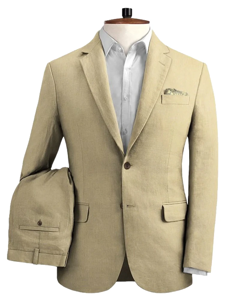 Perfect Champagne Slim Fit Double Breasted Solid Color Men's Suit Vest